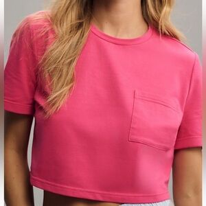 Walter Baker Halsey Short Sleeve Crop Top Hot Pink Size Small